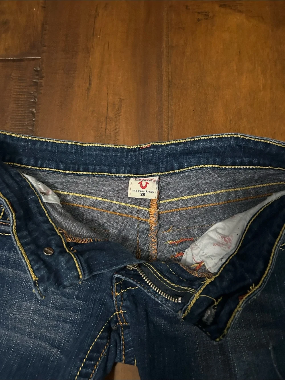 True Religion Dark Blue Denim Cutoff Shorts
